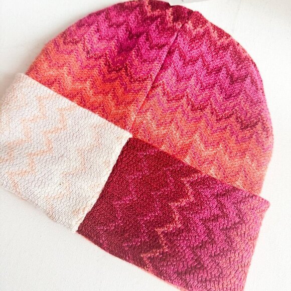 Missoni PInk Red Orange Wool Blend Hat OS - Picture 9 of 10